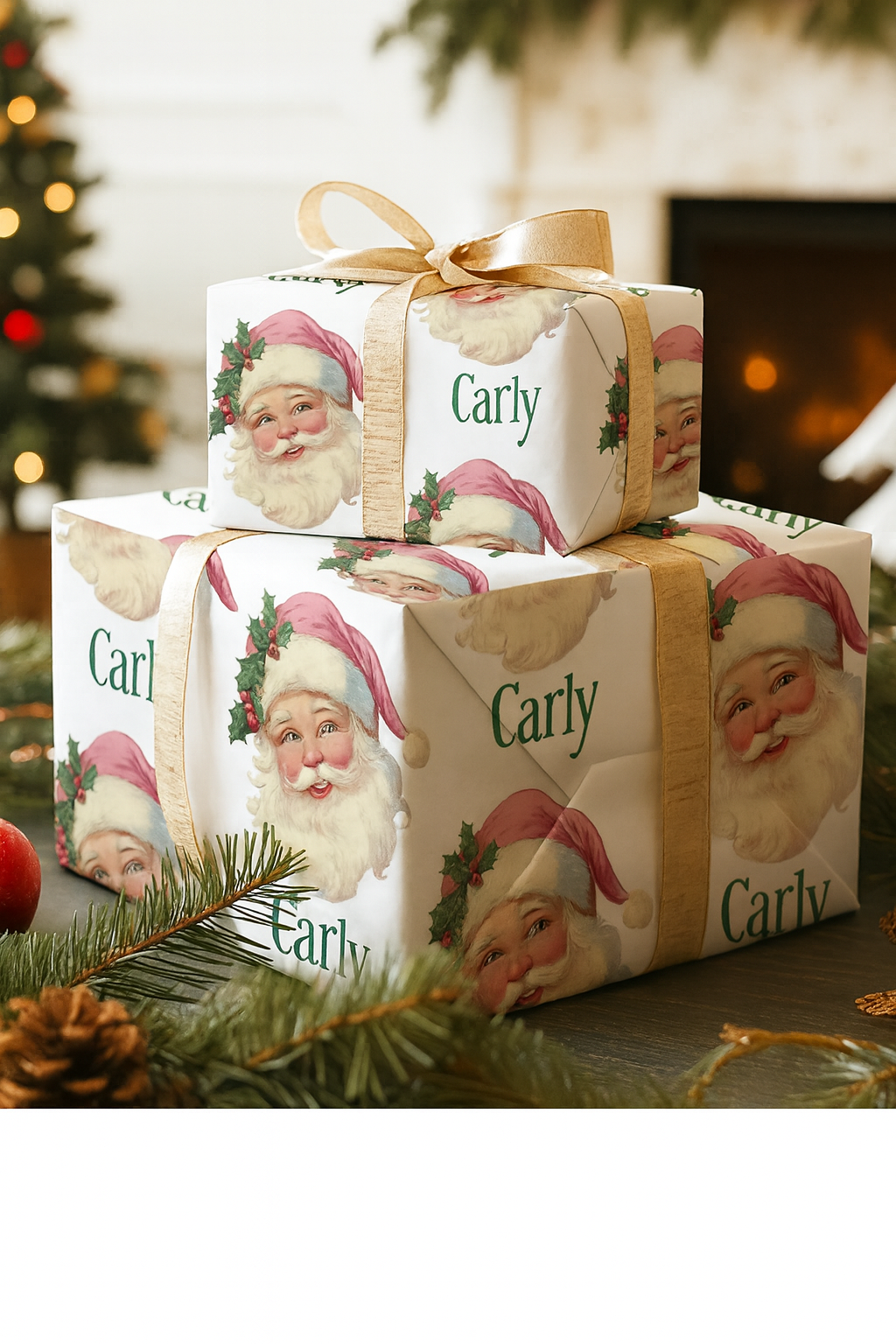 Personalized Photo Gift Wrapping Paper | Santa Lore Theme | Customizable | Weddings | Birthday Parties | Christmas