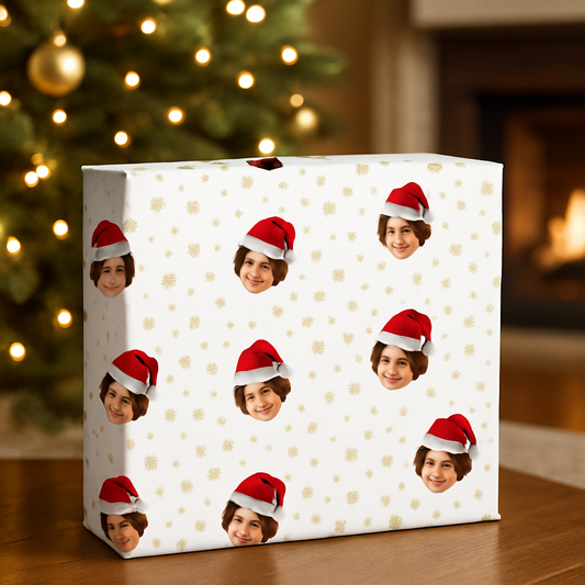 Personalized Photo Gift Wrapping Paper | Face Galore Christmas Theme | Customizable | Weddings | Birthday Parties | Christmas