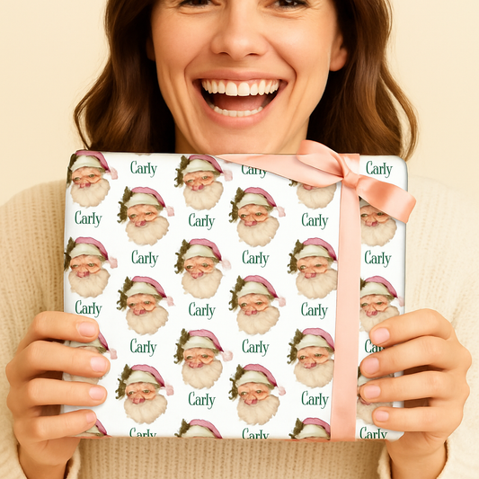 Personalized Photo Gift Wrapping Paper | Santa Lore Theme | Customizable | Weddings | Birthday Parties | Christmas