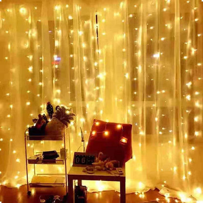 Multicolour Christmas Fairy Lights | Remote-Controlled Curtain Lights | Window Light Accessory