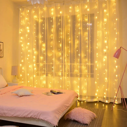 Multicolour Christmas Fairy Lights | Remote-Controlled Curtain Lights | Window Light Accessory