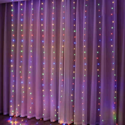 Multicolour Christmas Fairy Lights | Remote-Controlled Curtain Lights | Window Light Accessory