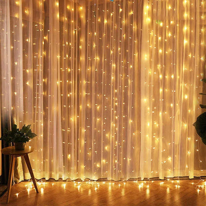 Multicolour Christmas Fairy Lights | Remote-Controlled Curtain Lights | Window Light Accessory