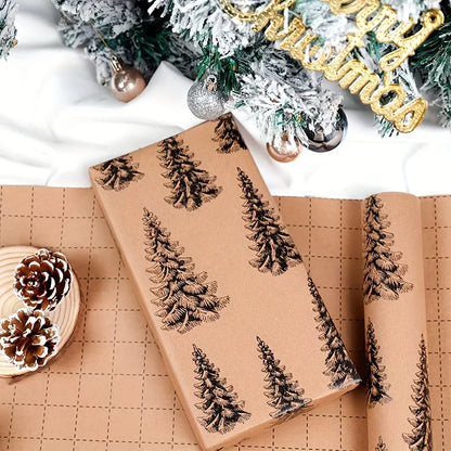 XL Christmas Wrapping Paper | Pine Tree Pattern | Durable Material