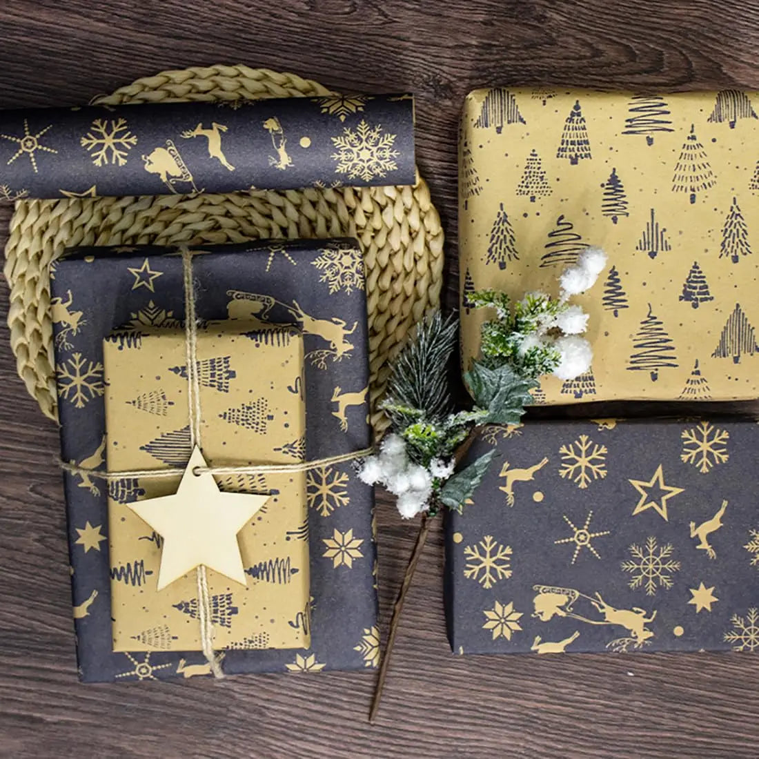 XL Christmas Wrapping Paper | Vintage Kraft | Durable Material |