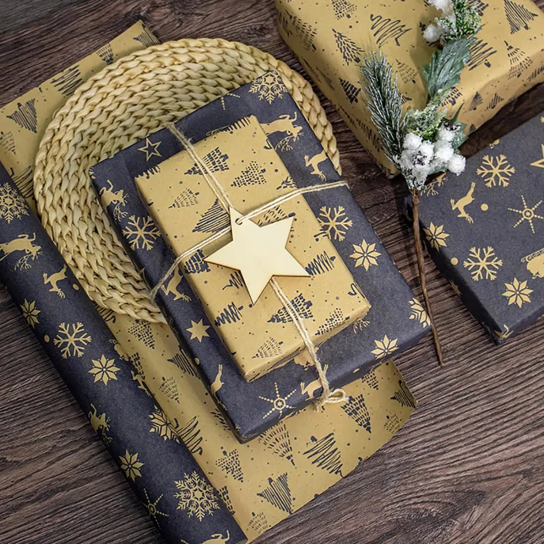 XL Christmas Wrapping Paper | Vintage Kraft | Durable Material |