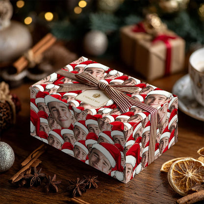 Personalized Photo Gift Wrapping Paper | Santa Hat Theme | Customizable | Weddings | Birthday Parties | Christmas