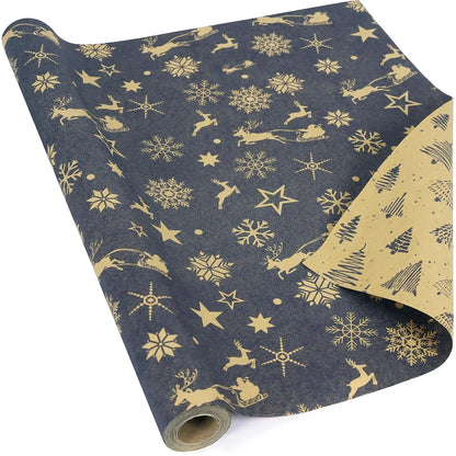 XL Christmas Wrapping Paper | Vintage Kraft | Durable Material |