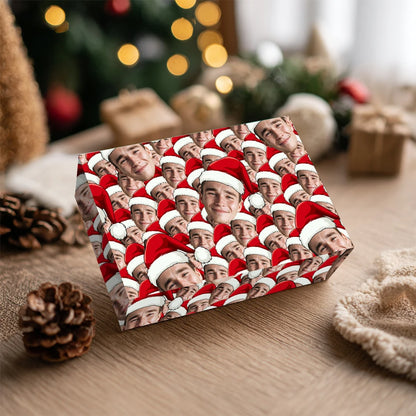 Personalized Photo Gift Wrapping Paper | Santa Hat Theme | Customizable | Weddings | Birthday Parties | Christmas