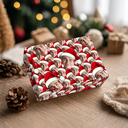 Personalized Photo Gift Wrapping Paper | Santa Hat Theme | Customizable | Weddings | Birthday Parties | Christmas