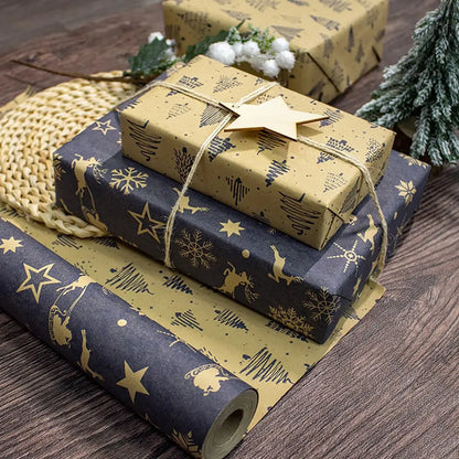XL Christmas Wrapping Paper | Vintage Kraft | Durable Material |