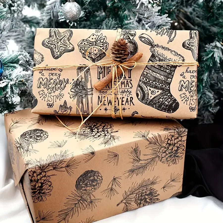XL Christmas Wrapping Paper | Pine Tree Pattern | Durable Material